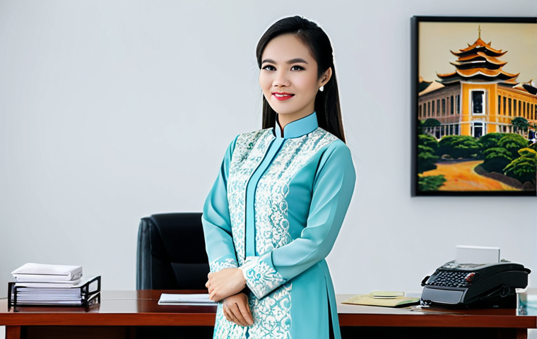 **
"A confident young Vietnamese professional woman, wearing a stylish and modest Ao Dai in a modern office setting in Ho Chi Minh City, fully clothed, appropriate attire, safe for work, perfect anatomy, natural pose, professional photography, high quality, modern decor, family-friendly."
**