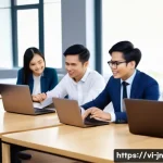 Home 22 성과 향상을 위한 감정 인식 훈련 - A professional Vietnamese office setting showing a diverse group of colleagues engaged in a team mee...