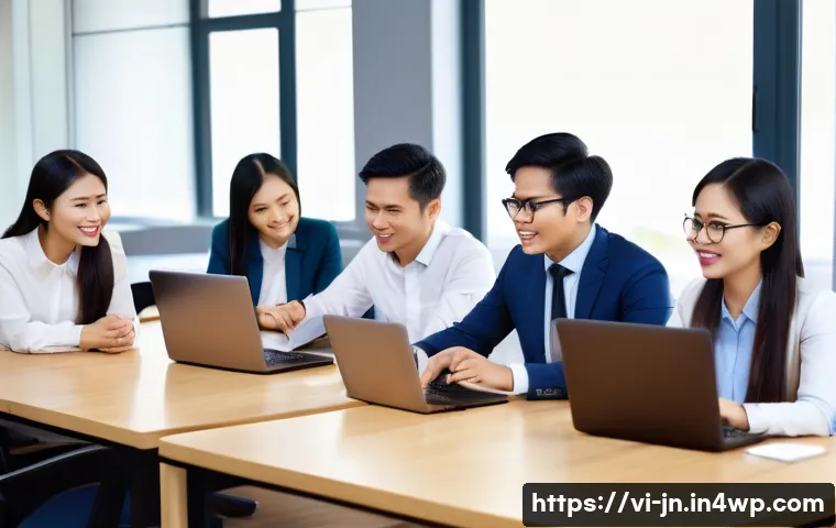 성과 향상을 위한 감정 인식 훈련 - A professional Vietnamese office setting showing a diverse group of colleagues engaged in a team mee...